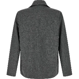 Gray Polyester Full-Length Jacket