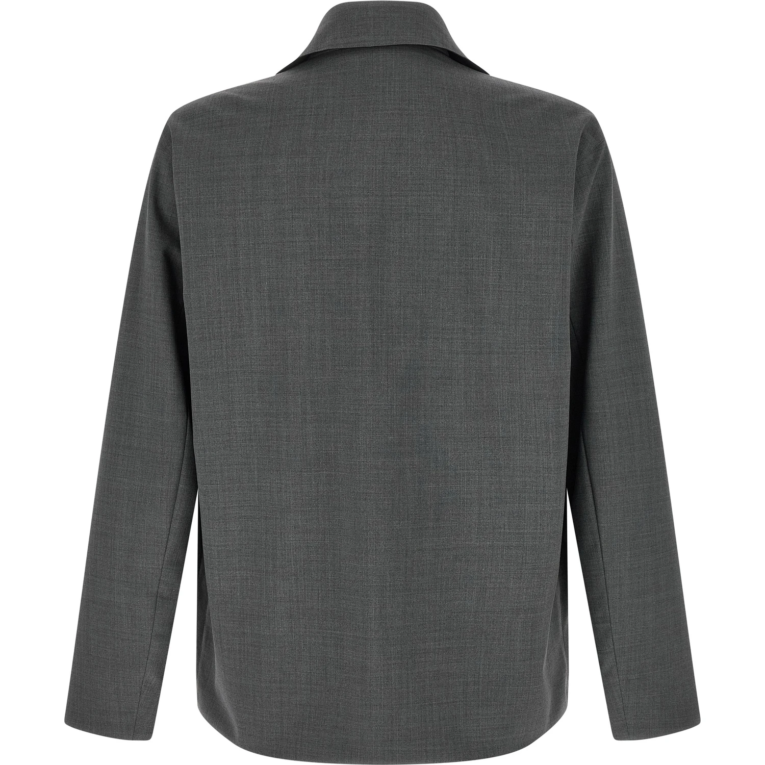 Gray Polyester Full-Length Jacket