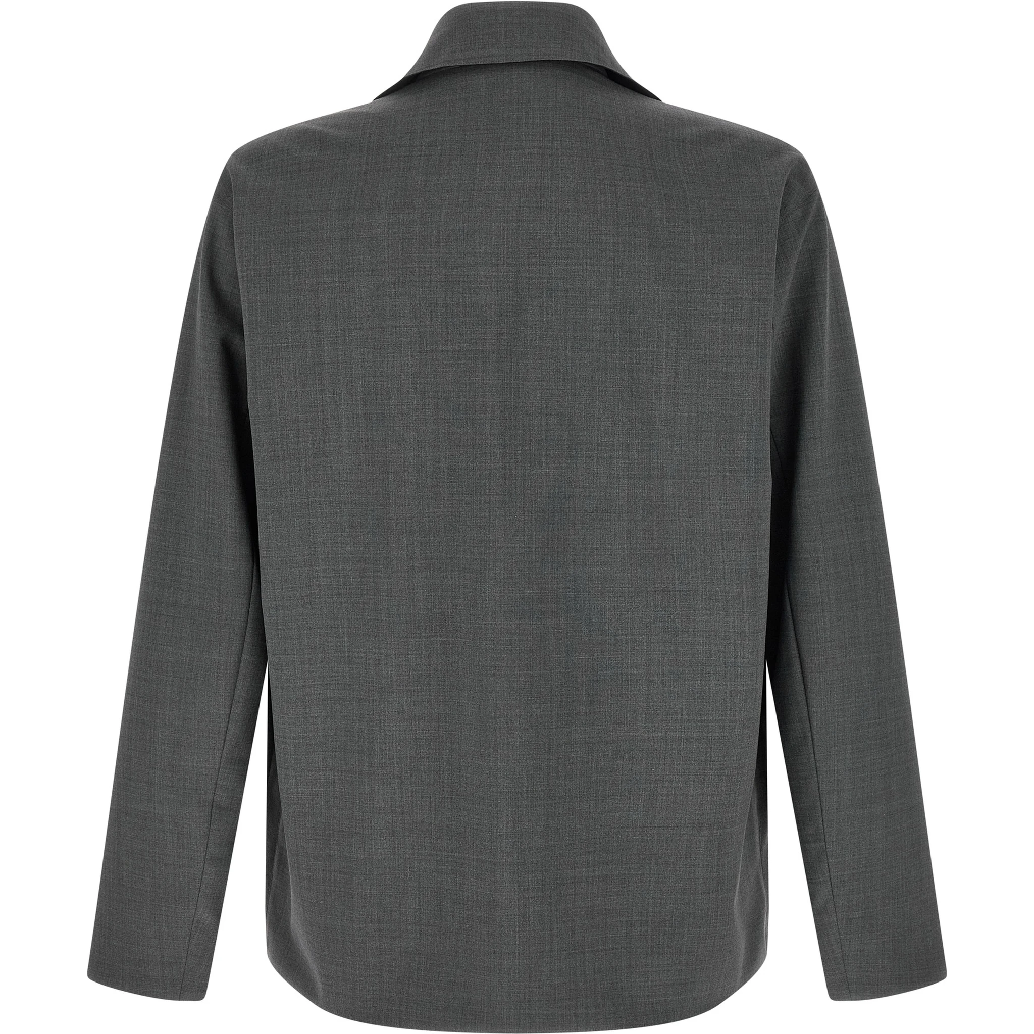 Gray Polyester Full-Length Jacket