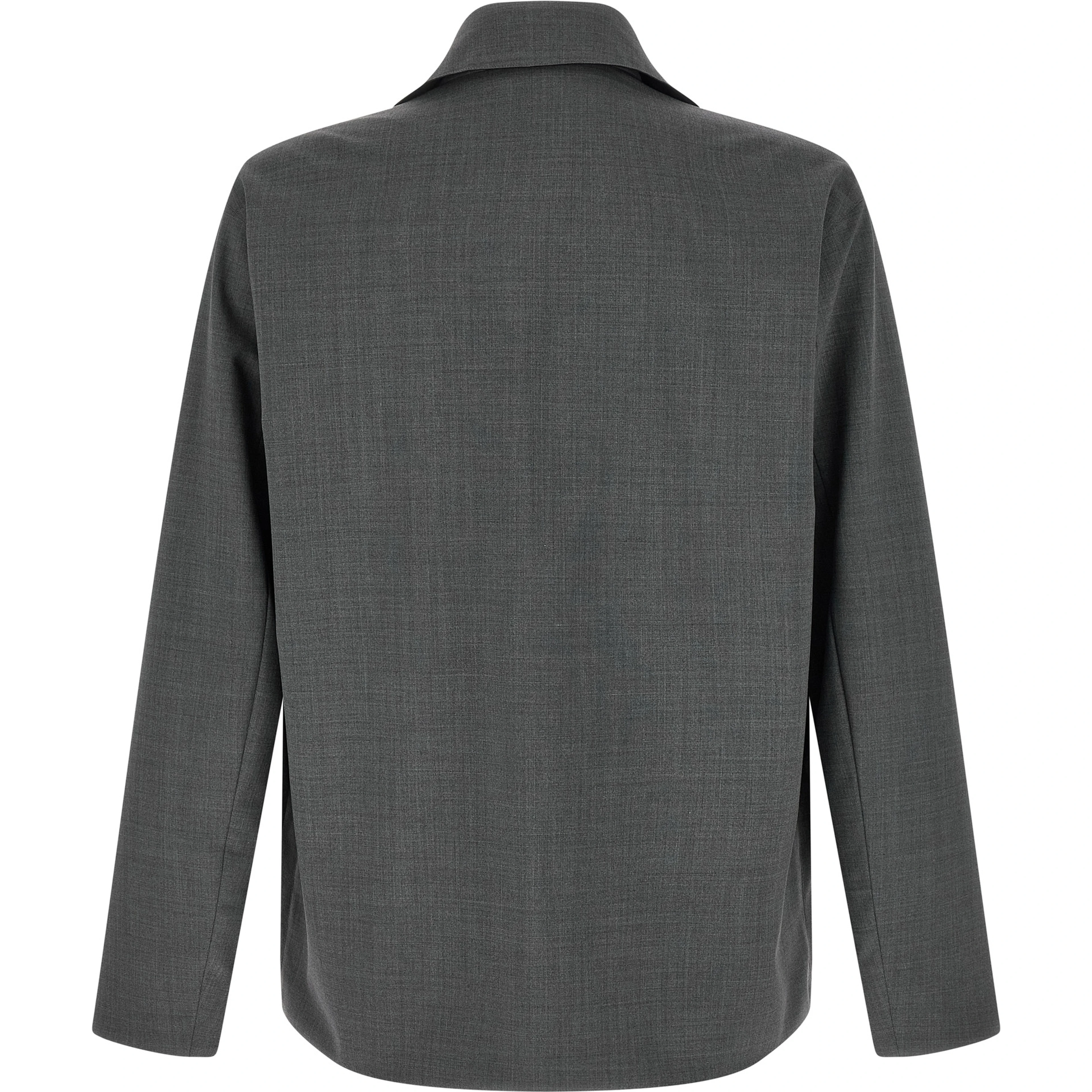 Gray Polyester Full-Length Jacket