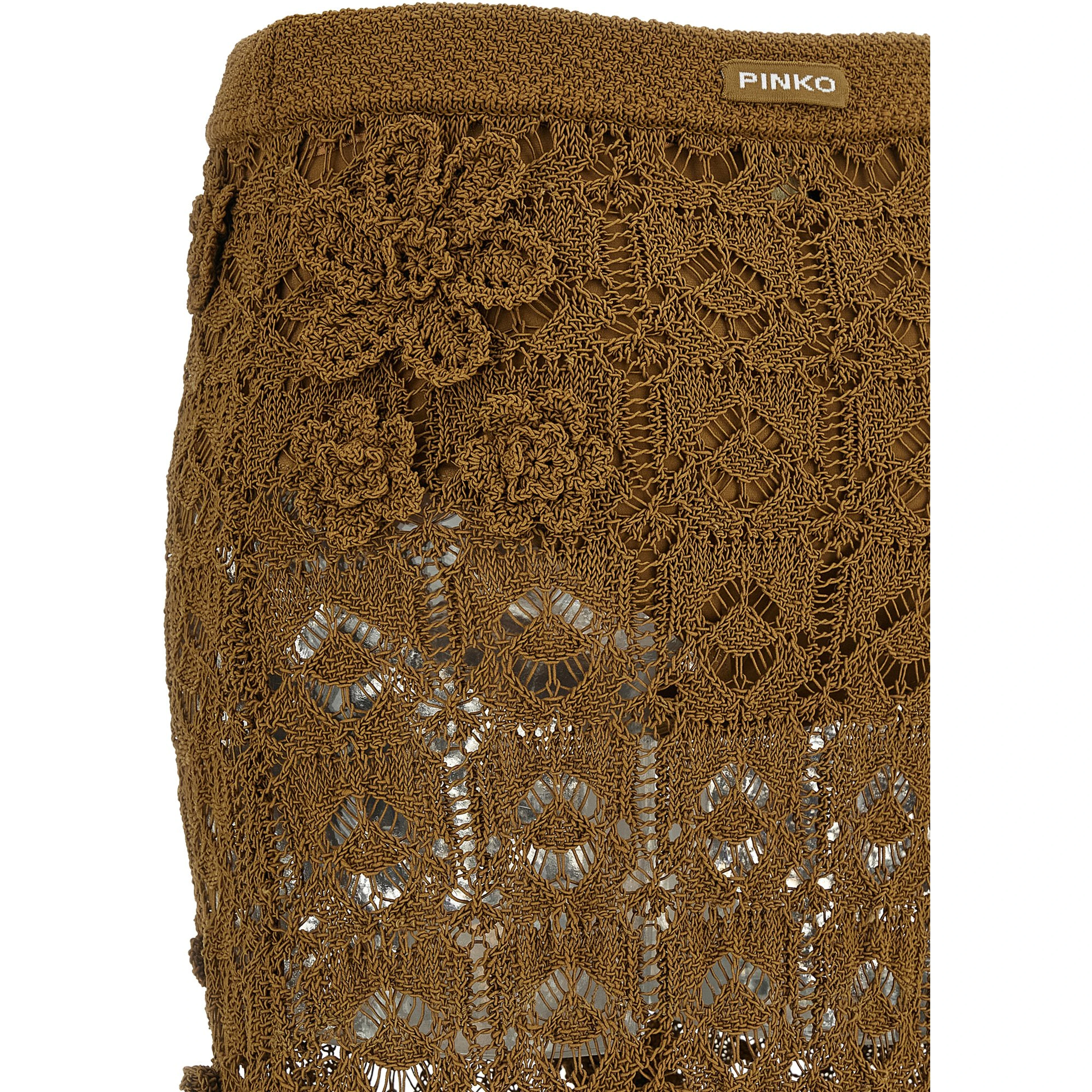 Brown Cotton Midi Skirt