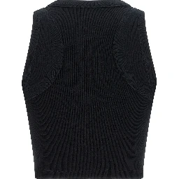 Black Cotton Sleeveles T-Shirt