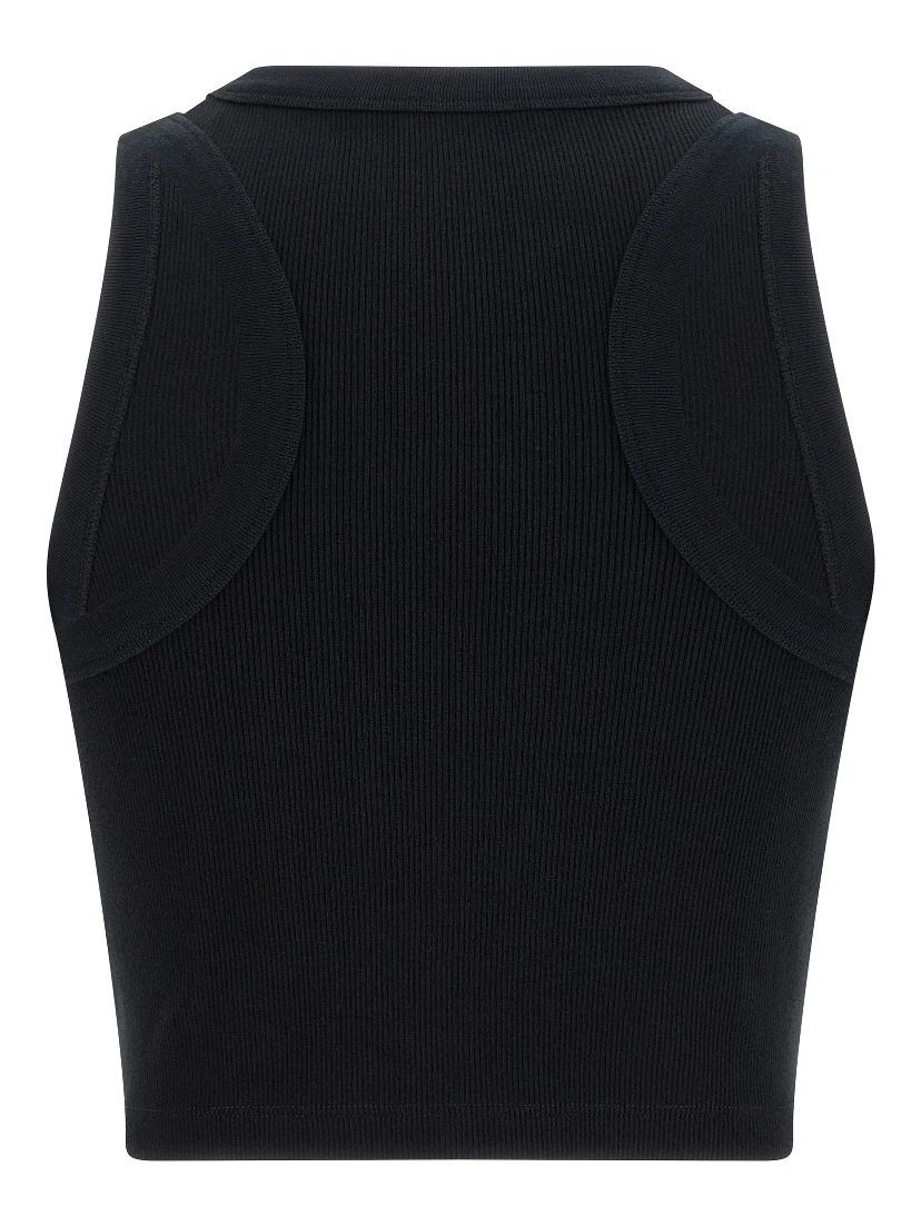 Black Cotton Sleeveles T-Shirt