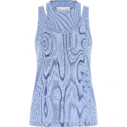 Blue Cotton Sleeveles T-Shirt
