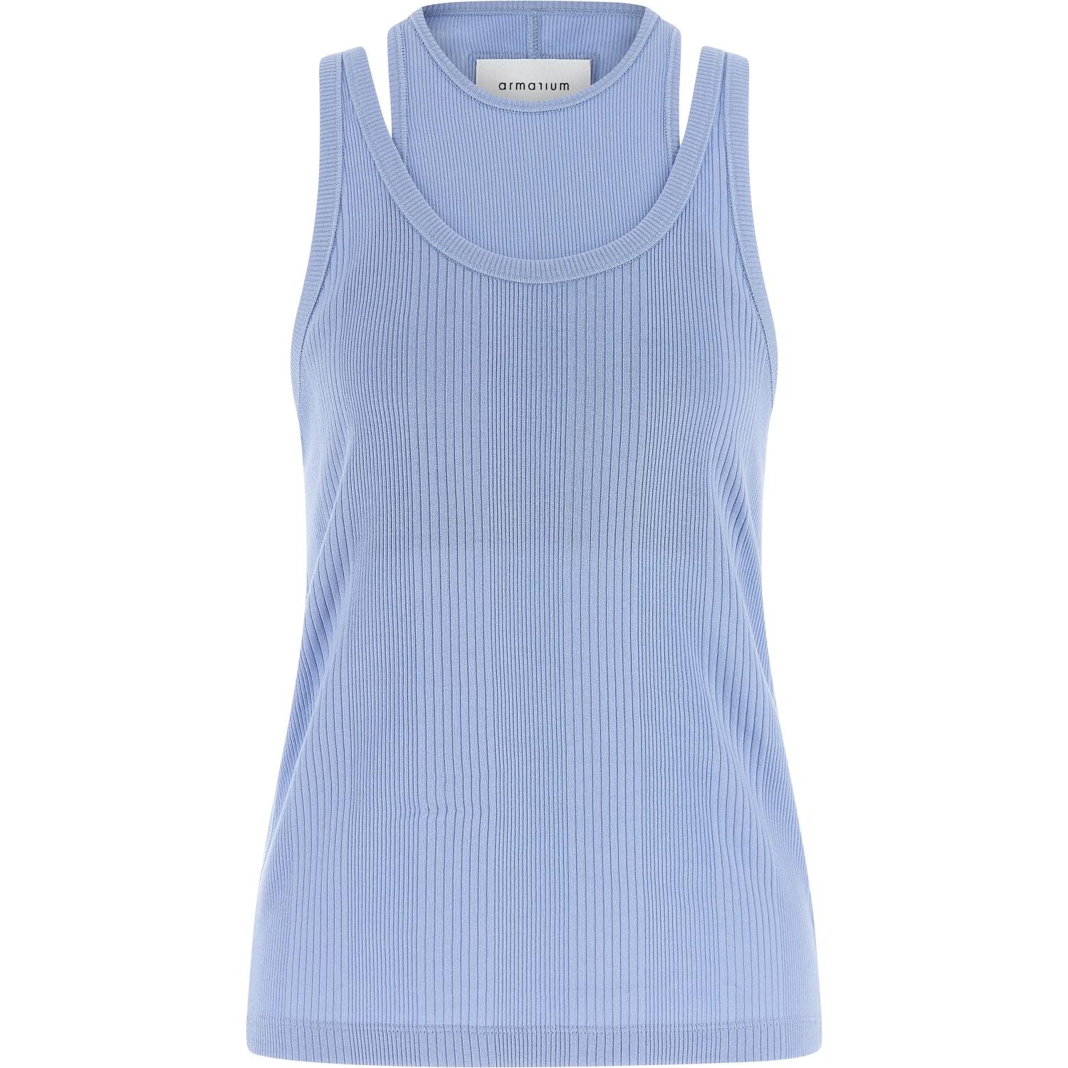 Blue Cotton Sleeveles T-Shirt