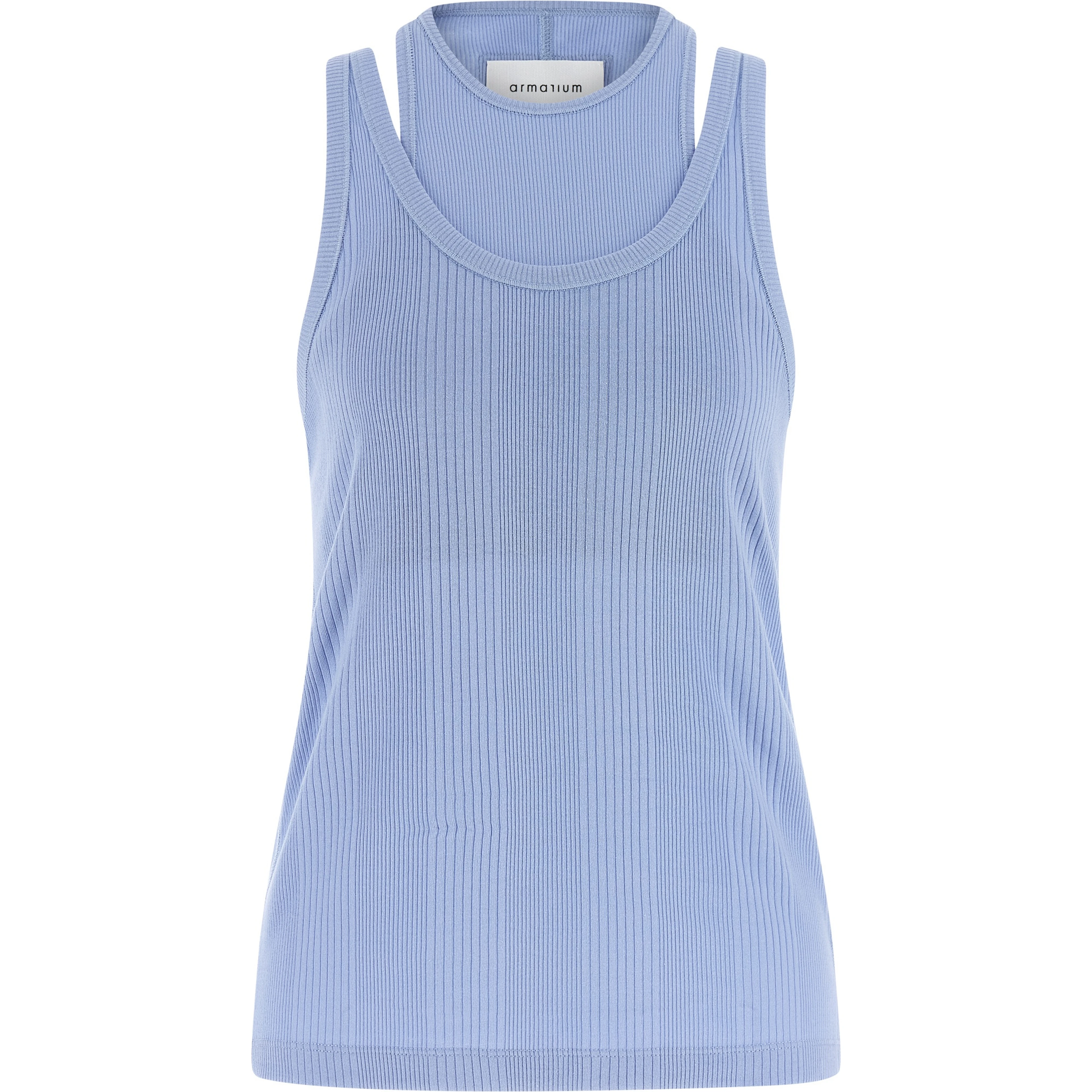 Blue Cotton Sleeveles T-Shirt