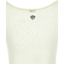 White Virgin Wool Sleeveles T-Shirt
