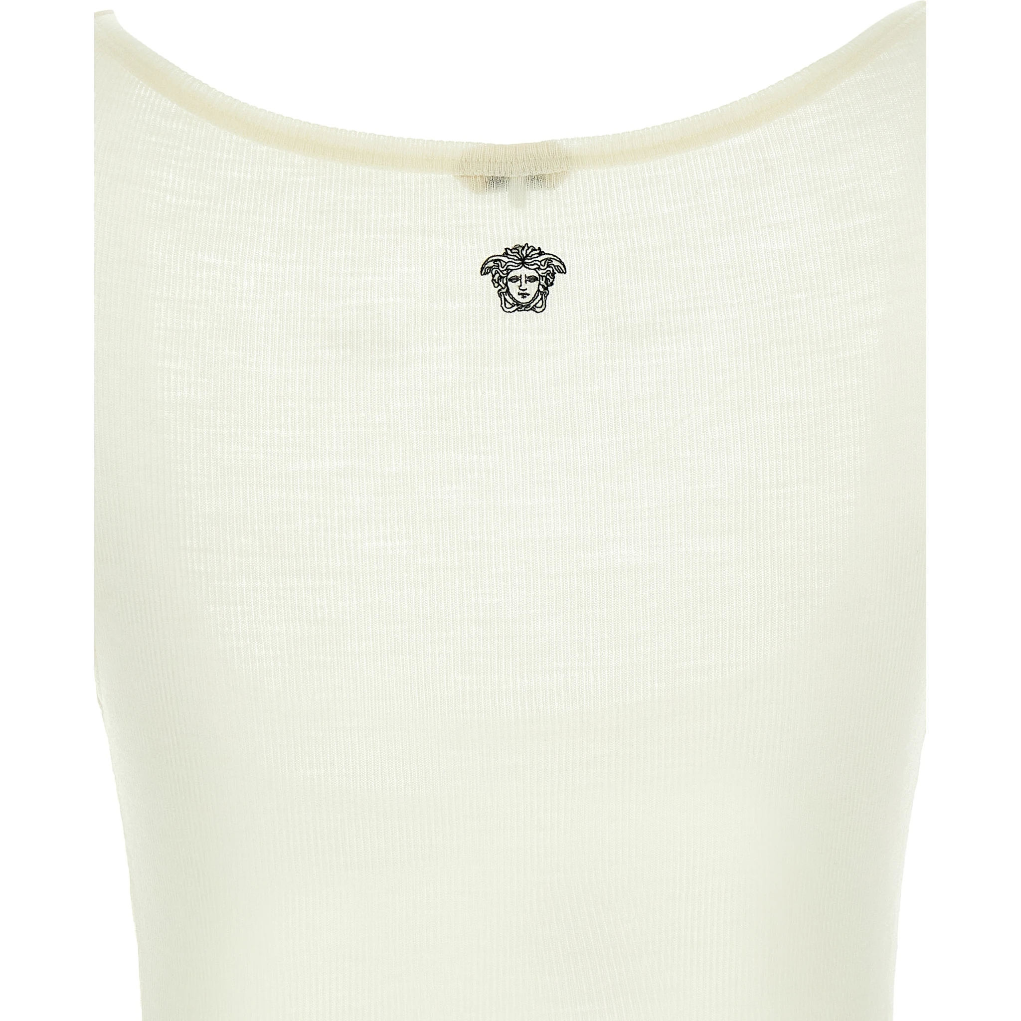 White Virgin Wool Sleeveles T-Shirt