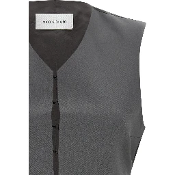 Gray Virgin Wool Sleeveless Jacket