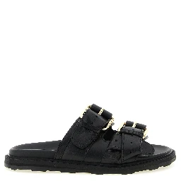 Black Calfskin Slides