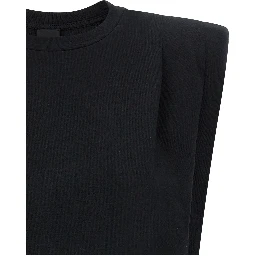 Black Cotton Sleeveles T-Shirt
