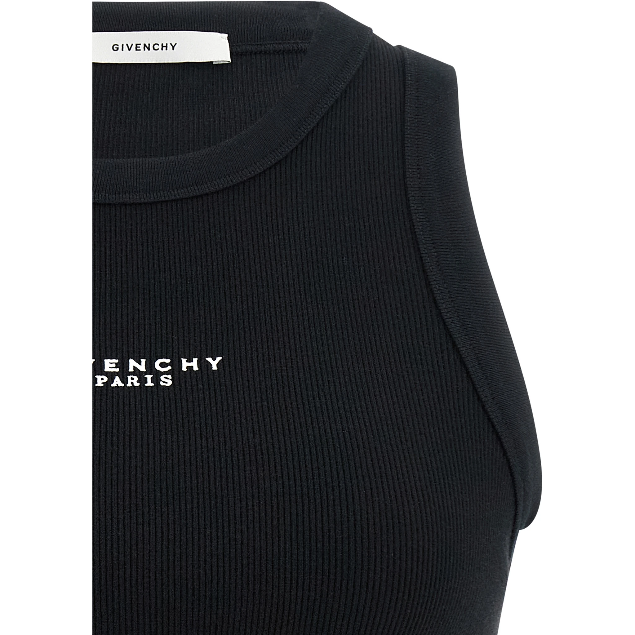 Black Cotton Sleeveles T-Shirt