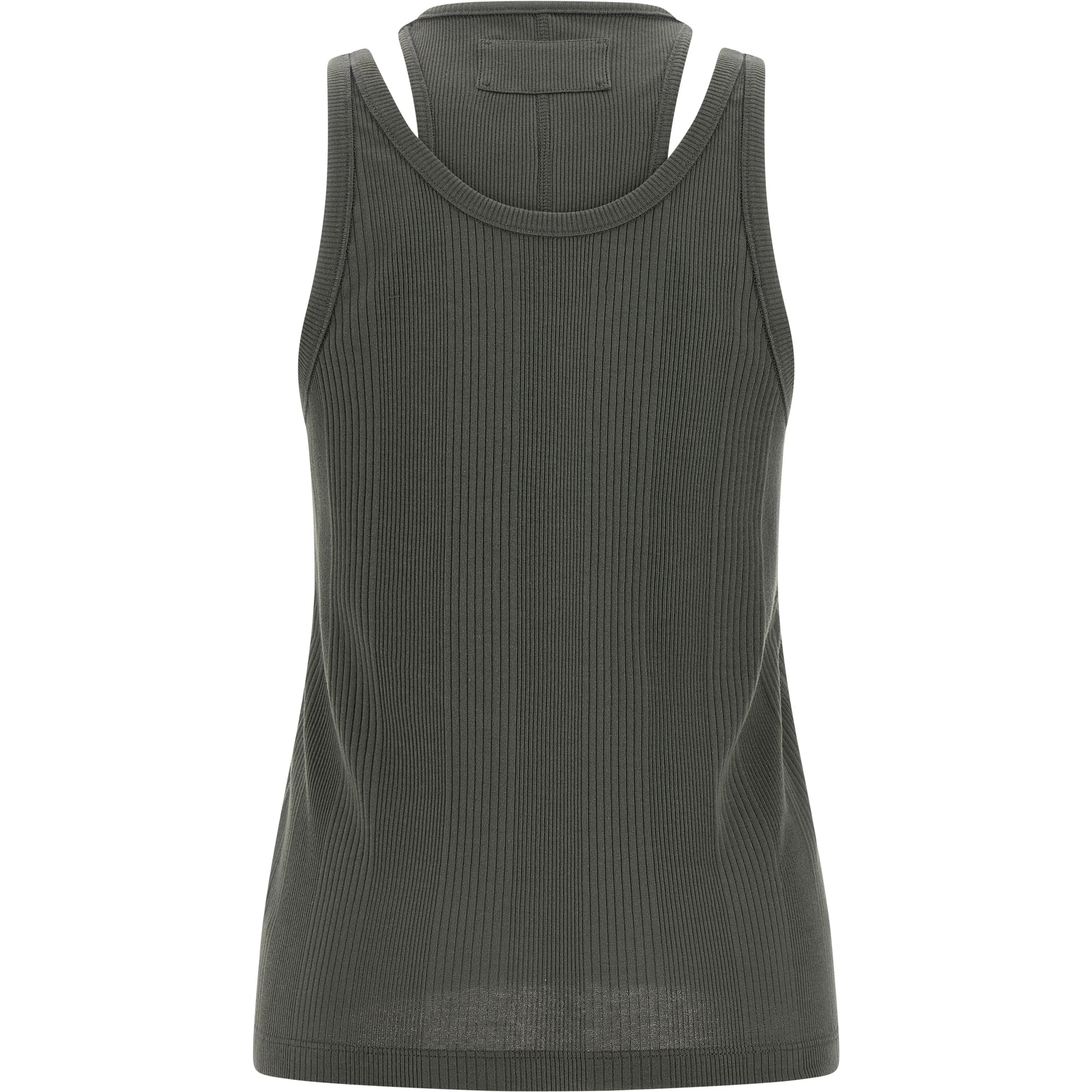 Gray Cotton Sleeveles T-Shirt