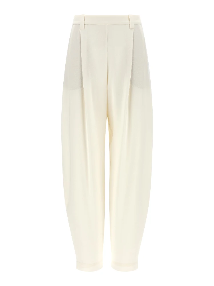 Beige Viscose Casual Pants