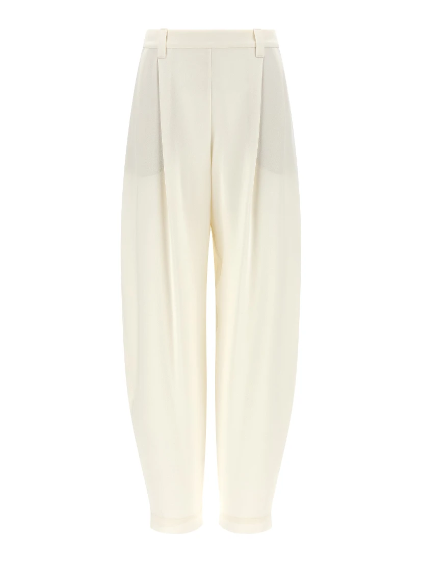 Beige Viscose Casual Pants