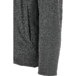 Gray Polyester Full-Length Jacket
