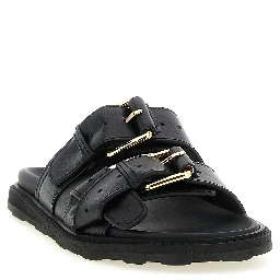 Black Calfskin Slides