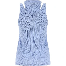 Blue Cotton Sleeveles T-Shirt