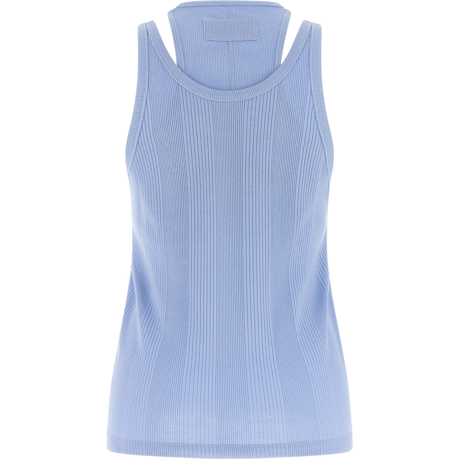 Blue Cotton Sleeveles T-Shirt