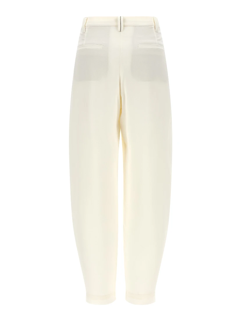 Beige Viscose Casual Pants