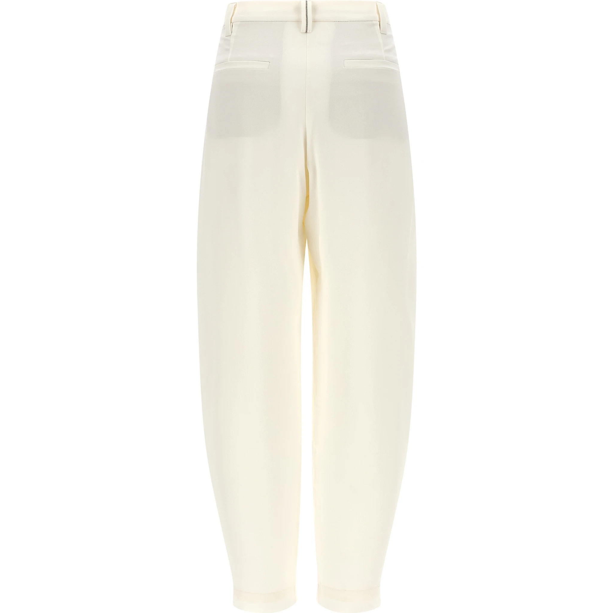 Beige Viscose Casual Pants