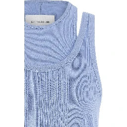 Blue Cotton Sleeveles T-Shirt