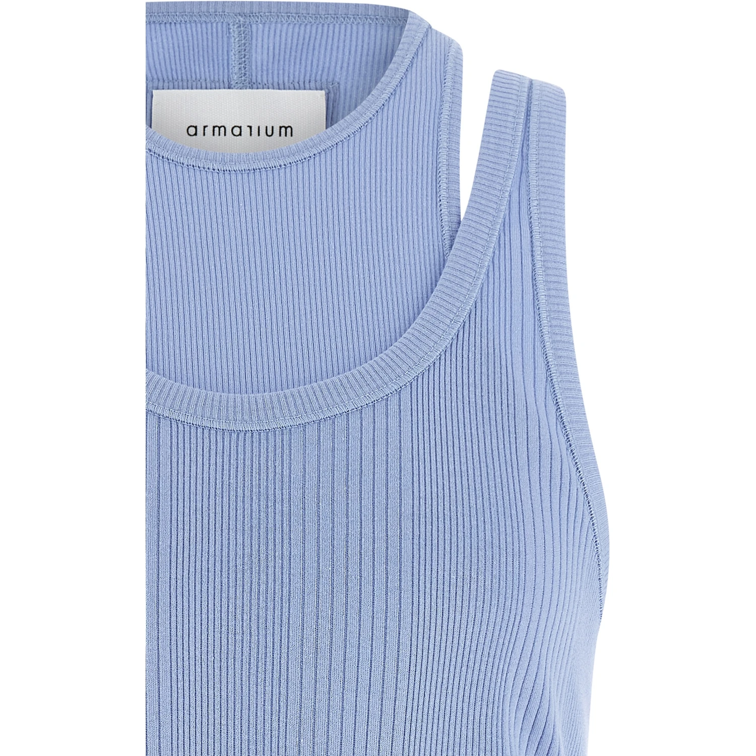 Blue Cotton Sleeveles T-Shirt