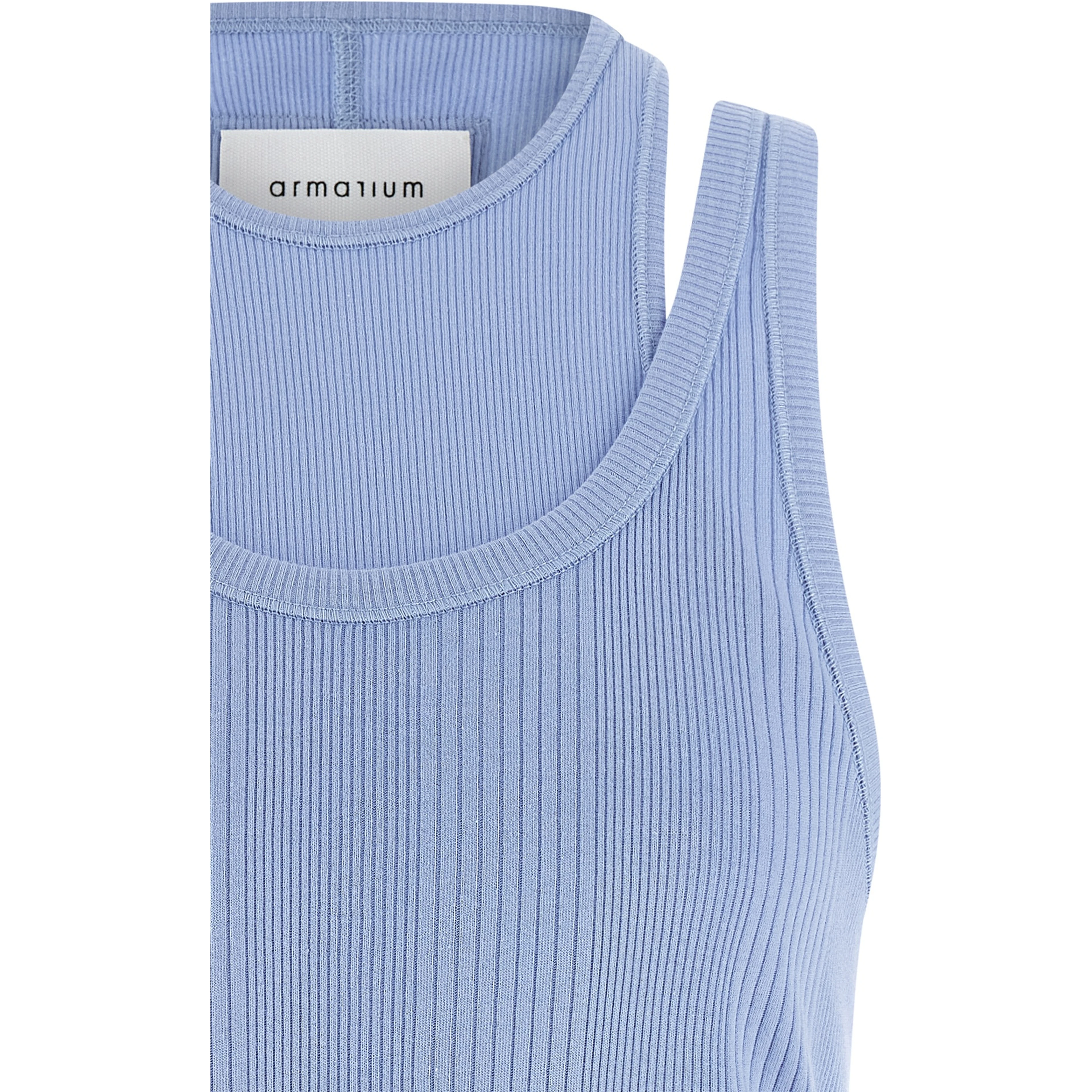 Blue Cotton Sleeveles T-Shirt