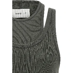 Gray Cotton Sleeveles T-Shirt