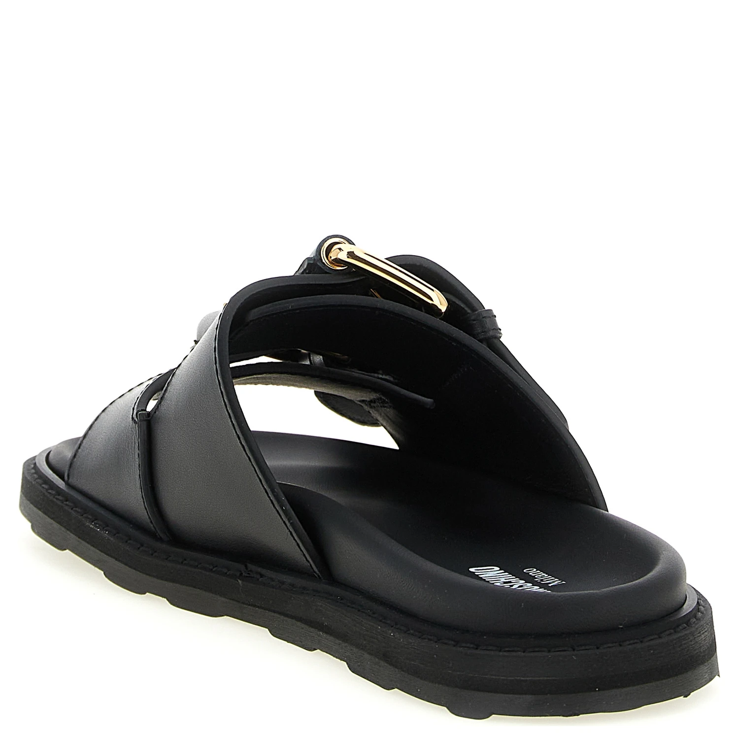 Black Calfskin Slides