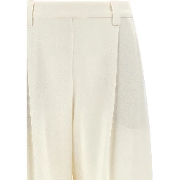 Beige Viscose Casual Pants