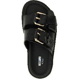 Black Calfskin Slides