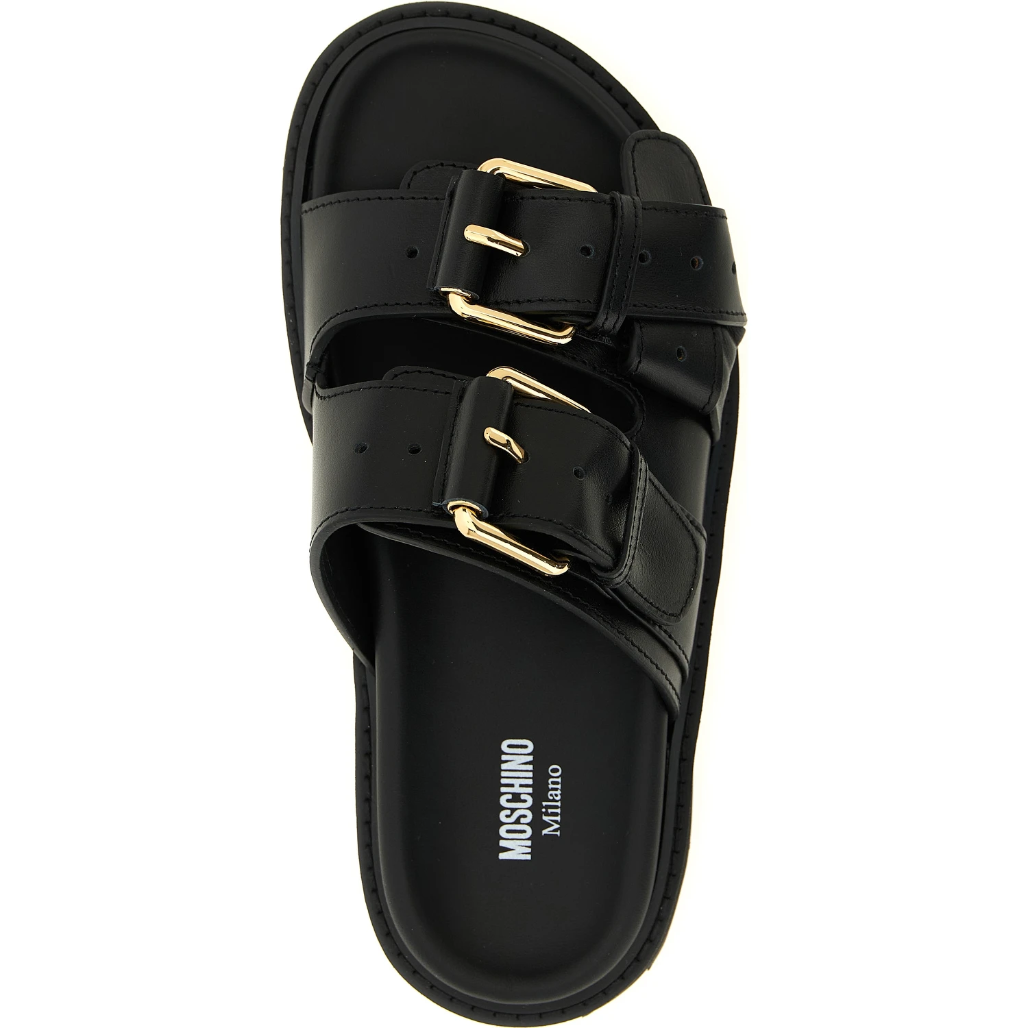 Black Calfskin Slides