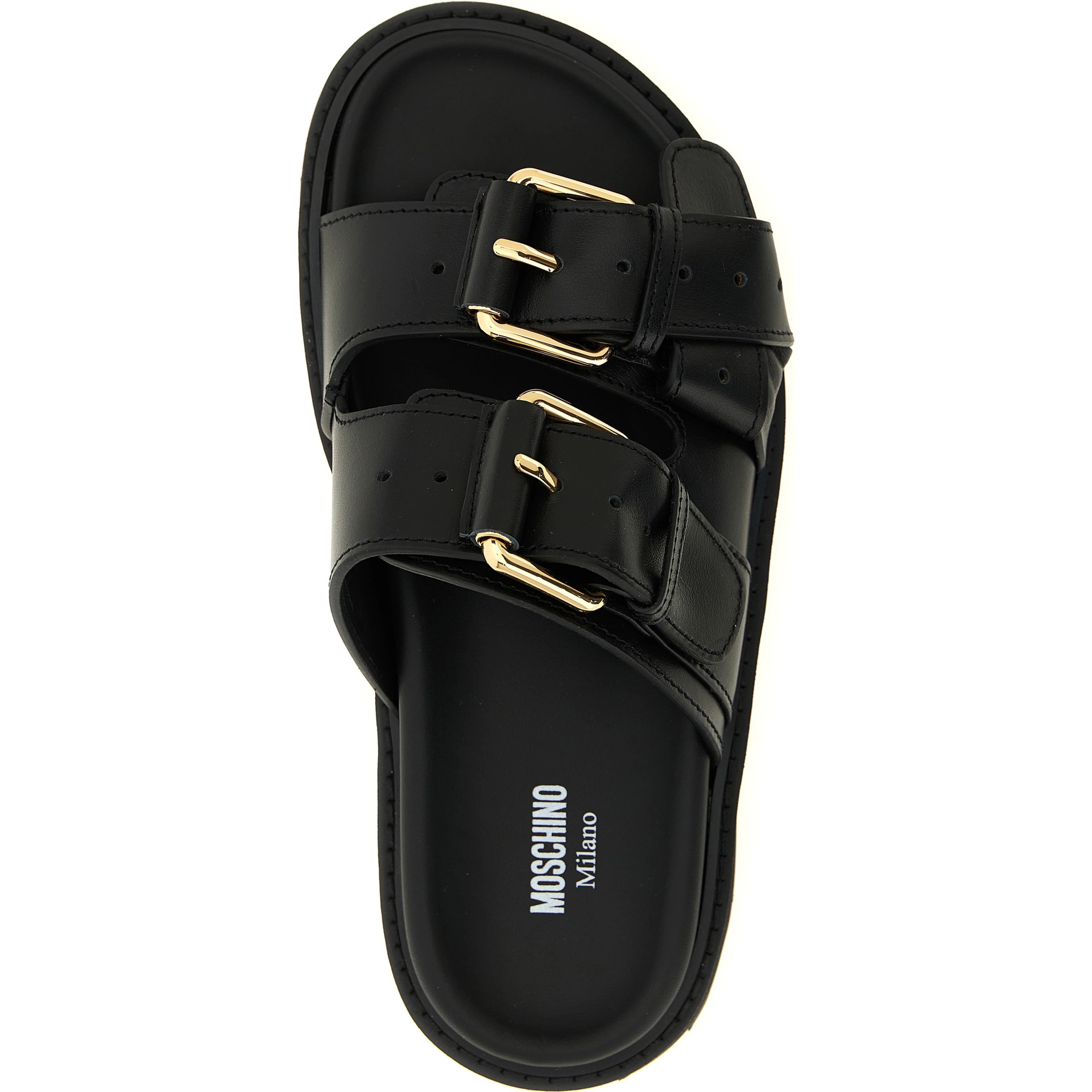Black Calfskin Slides
