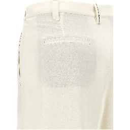 Beige Viscose Casual Pants