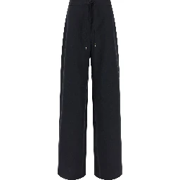 Blue Virgin Wool Casual Pants
