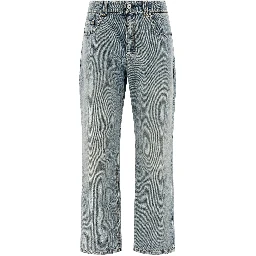 Blue Cotton Straight-Leg Jeans