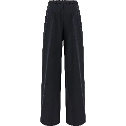 Blue Virgin Wool Casual Pants