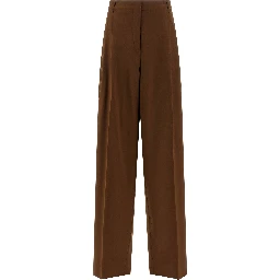 Brown Virgin Wool Casual Pants