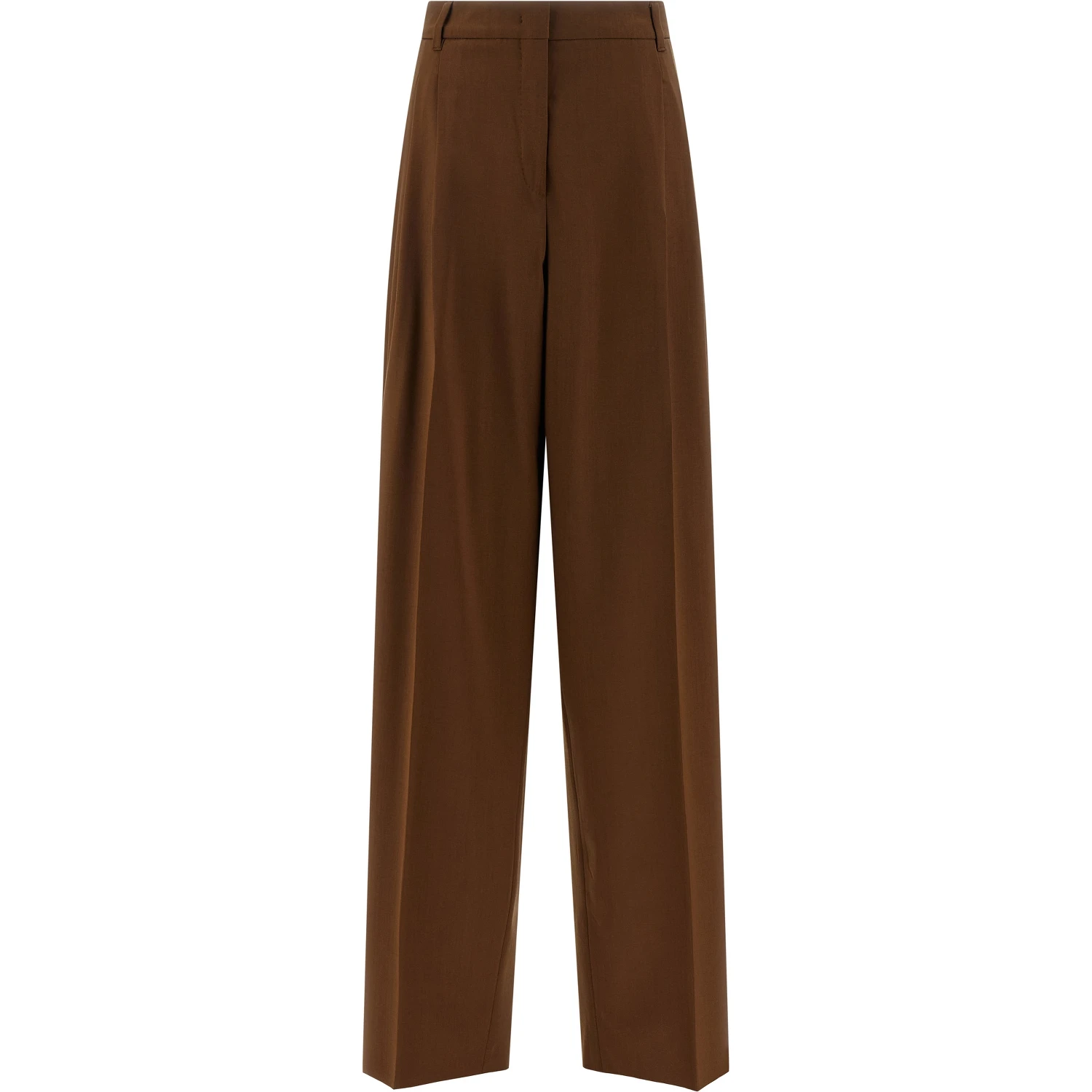 Brown Virgin Wool Casual Pants