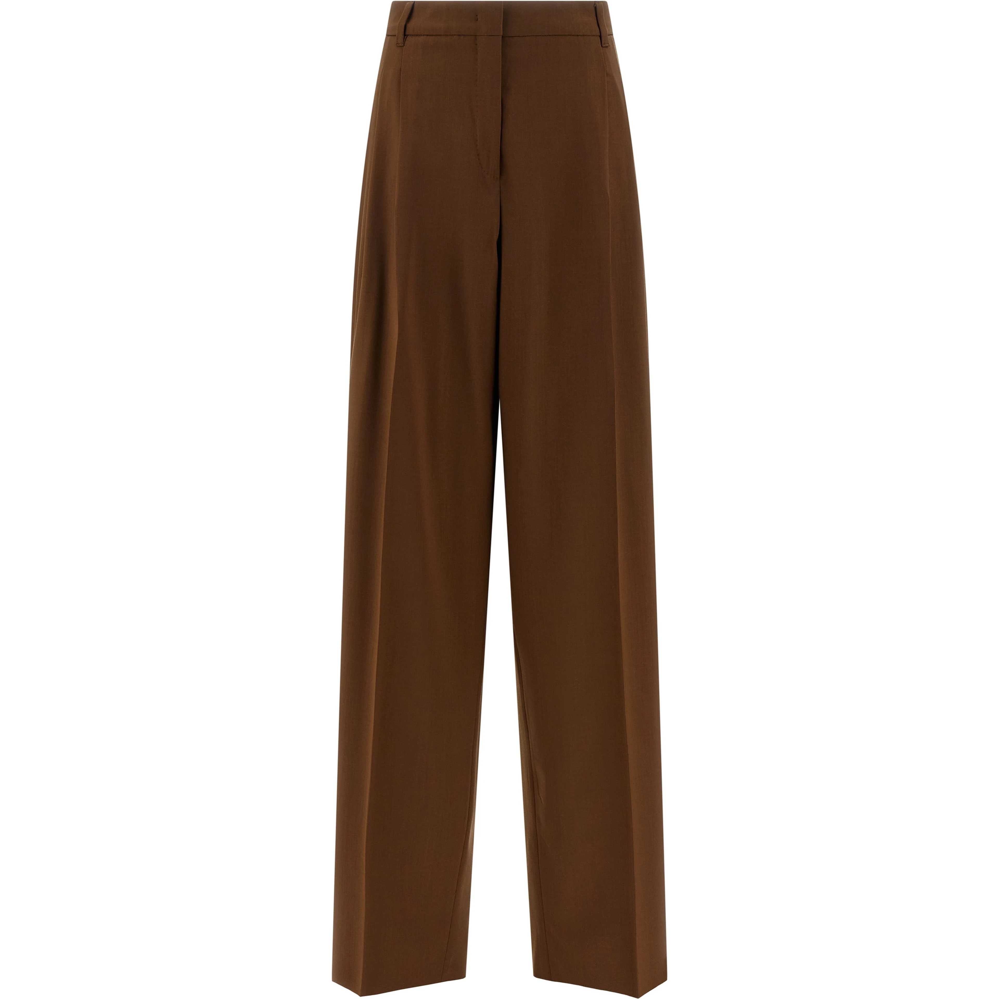 Brown Virgin Wool Casual Pants