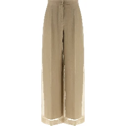 Beige Silk Casual Pants
