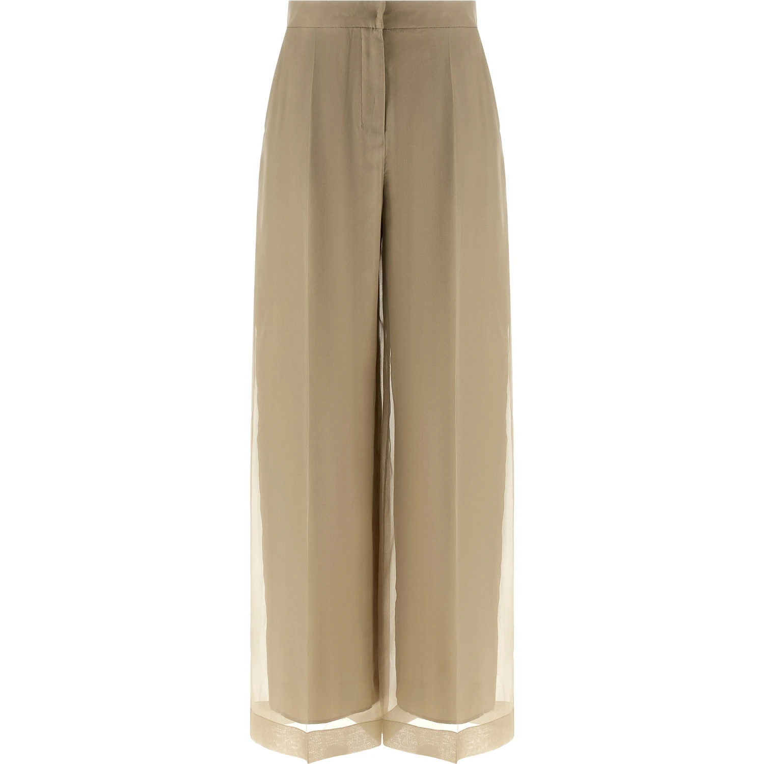 Beige Silk Casual Pants
