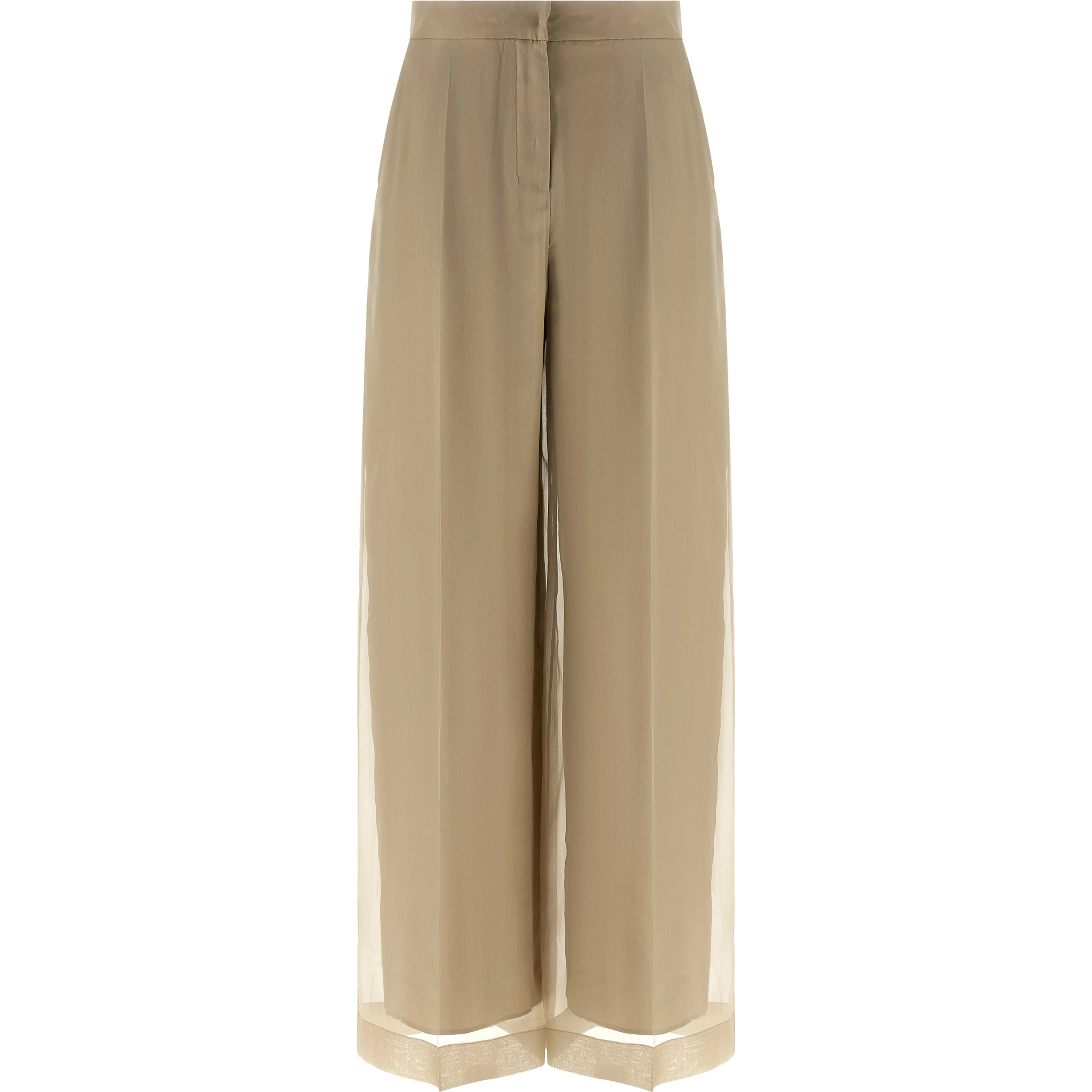 Beige Silk Casual Pants