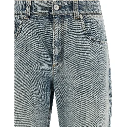 Blue Cotton Straight-Leg Jeans