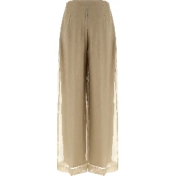 Beige Silk Casual Pants