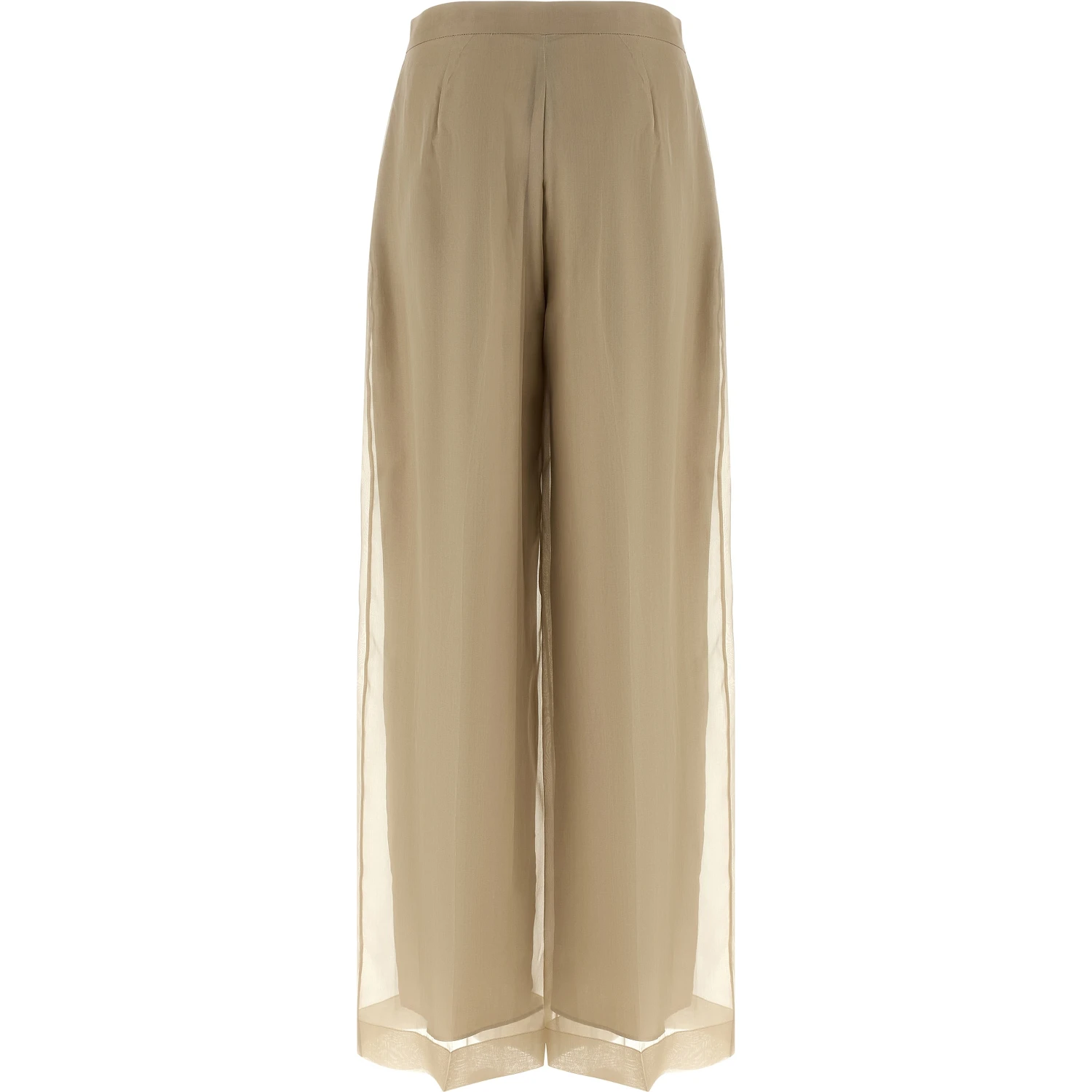 Beige Silk Casual Pants