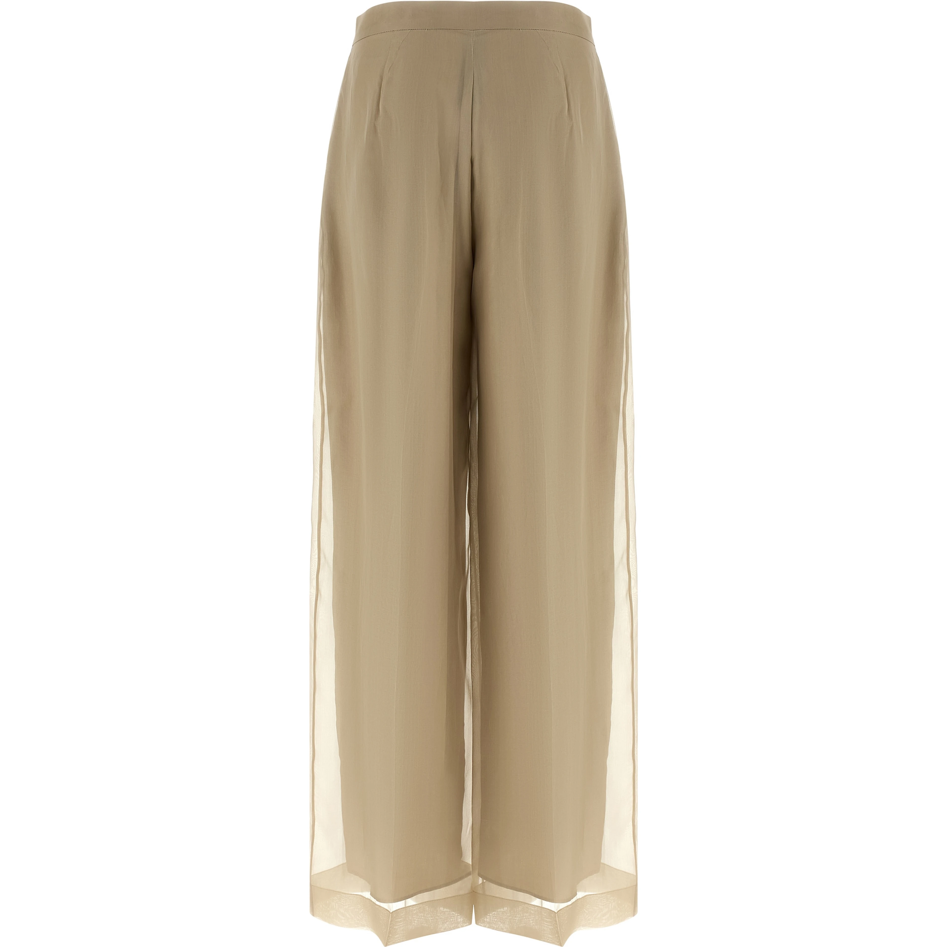 Beige Silk Casual Pants