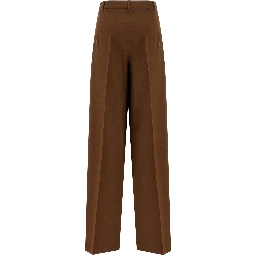 Brown Virgin Wool Casual Pants
