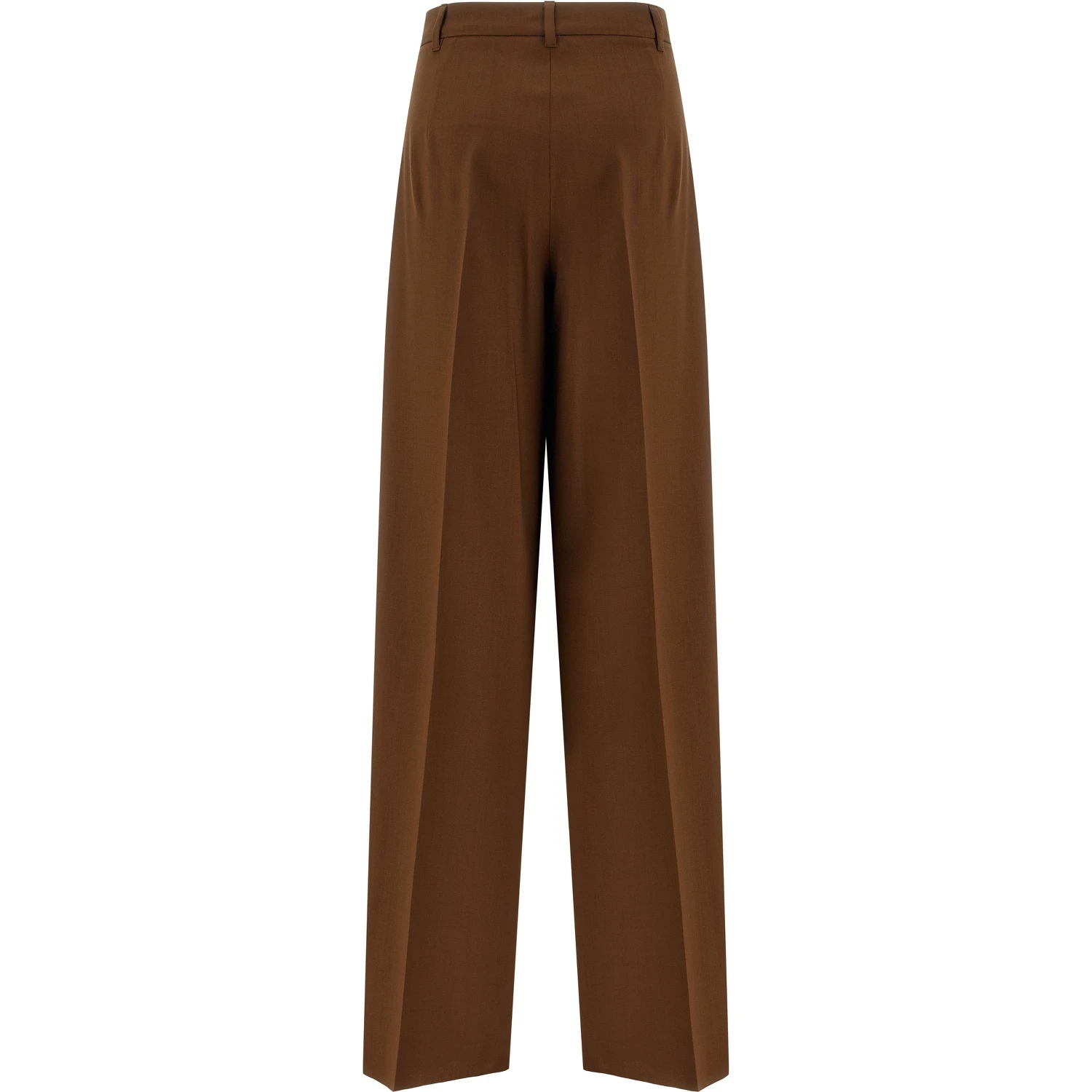 Brown Virgin Wool Casual Pants